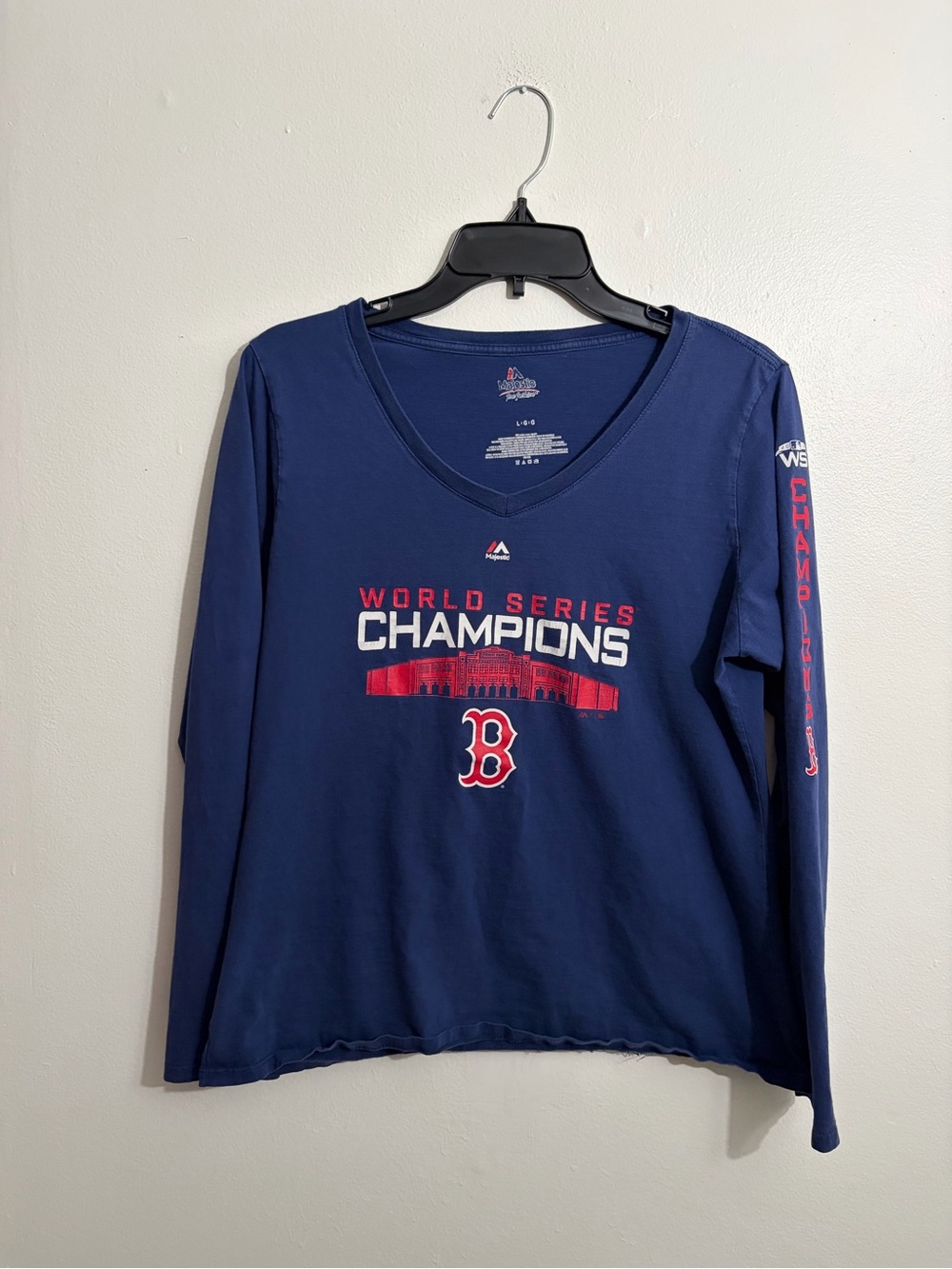 Majestic Navy Red Boston Red Sox World Series Champions Long Sleeve